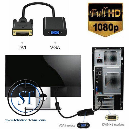 DVI-D 24+1 to VGA HDTV Converter Adapter Monitor Cable DVI TO VGA
