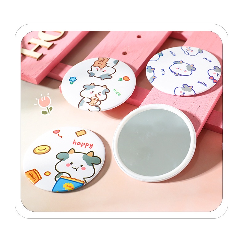 Mini Hand Mirror Motif Sapi Imut