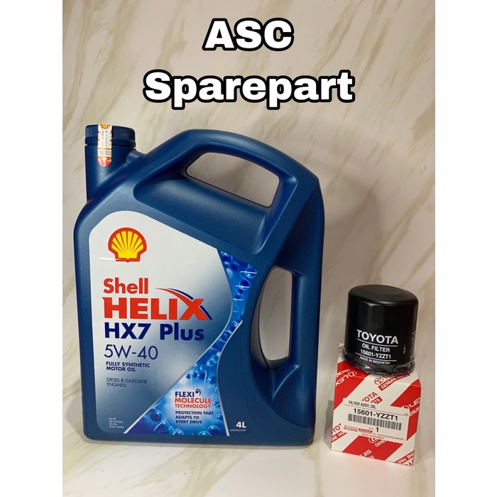 Paket Oli Shell Hx7 + Filter Oli Toyota Yzzt1 Original #98