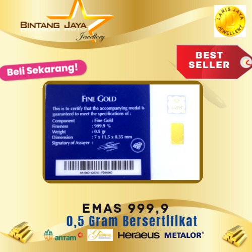 Logam mulia 0.5gr UBS termurah (LM) Emas 0.5gr bersertifikat sni batangan