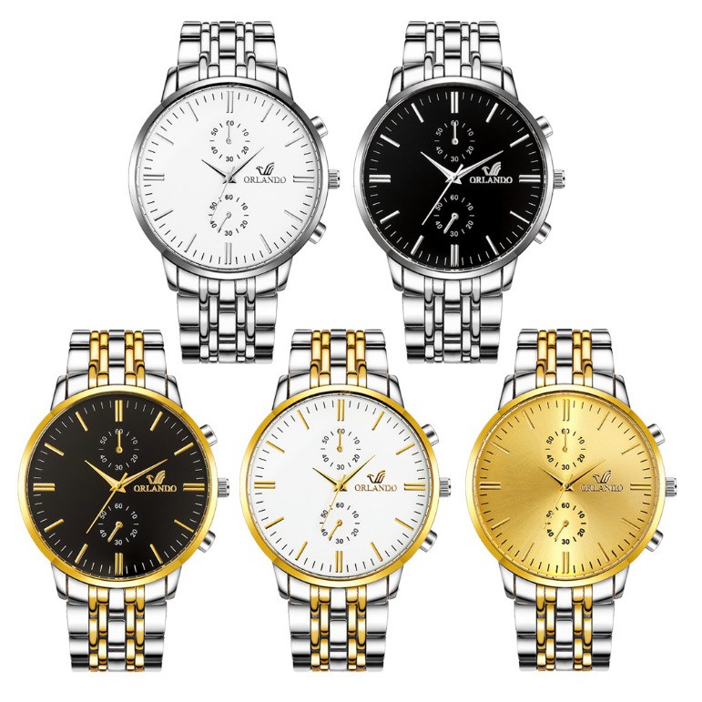 Jam Tangan Pria Orlando TWO TONE Korea Fashion Mens Analog Steel watch Watches