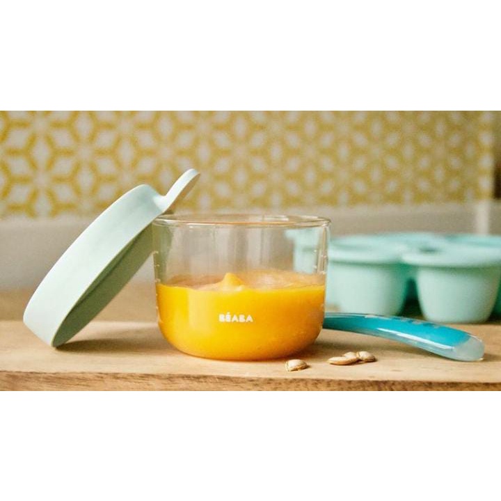 Beaba Baby Conservative Jar Glass 150ml Blue - Wadah Makanan Kaca / TEMPAT MAKANAN BAYI / mpasi / beaba wadah kaca / beaba glass jar