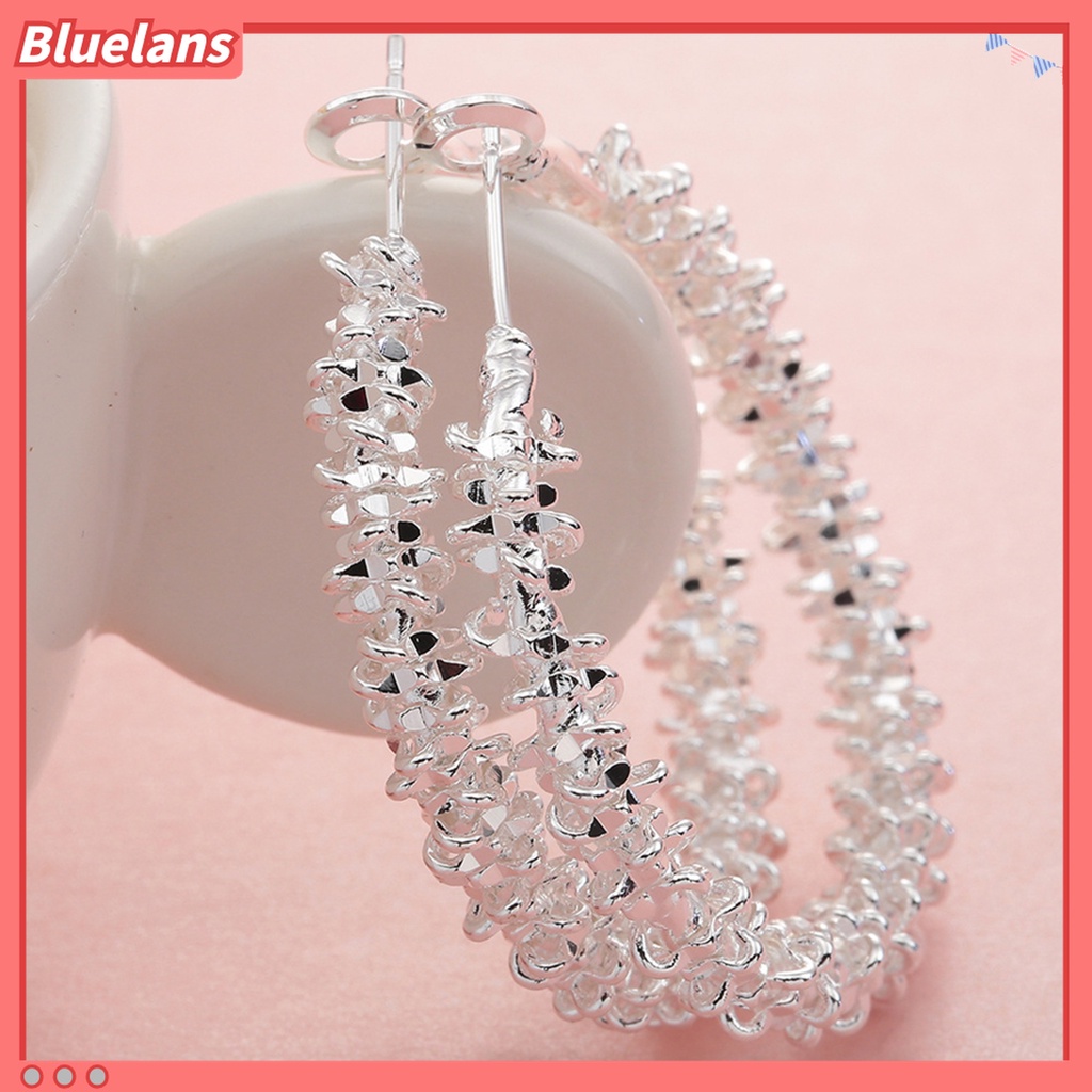 Bluelans Anting Hoop Lapis Silver Anti Karat Untuk Wanita