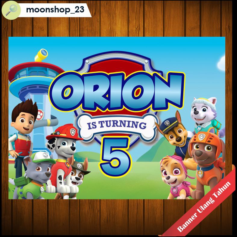 Spanduk / Banner / Backdrop Ulang Tahun Custom Tema Paw