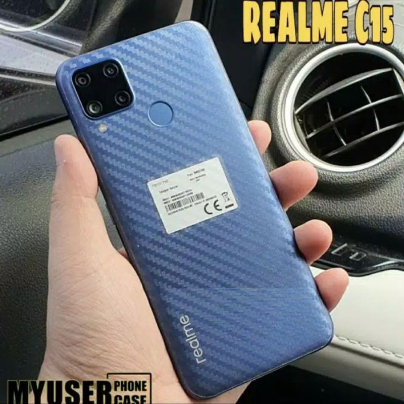 Skin Carbon Oppo Realme C15 - Anti Gores Belakang Realme C15