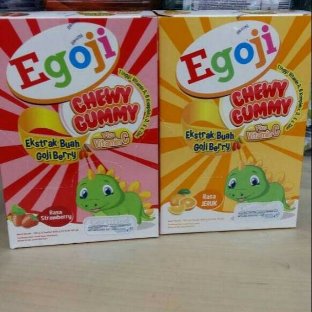 

Egoji chewy Gummy Jeruk dan stowbery