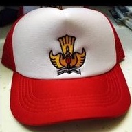 Topi jaring trucker cap model SD dan SMP Logo Bordir