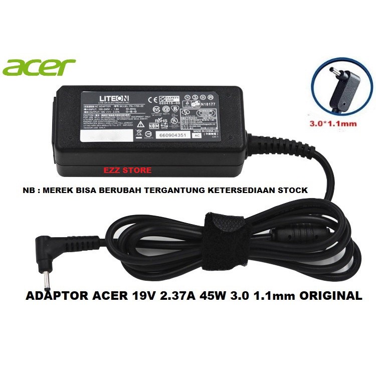 ADAPTOR ACER 2.37A 3.0 V3-371 SWITCH 11 11V SW11 ALPHA SA5-271 SA5-271P SW5-171 SW5-171P SW5-271 ORI