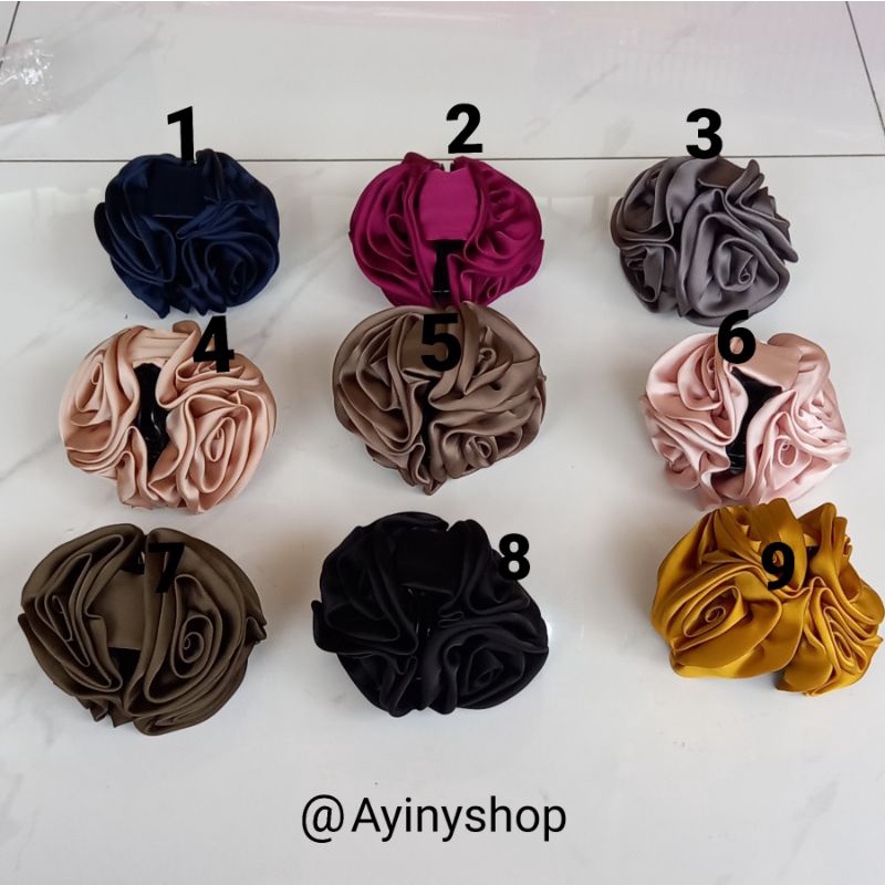 Best Seller!!Jepit Cepol Hijab 3Bunga Satin Uk(S)-Jepit Rambut Bunga