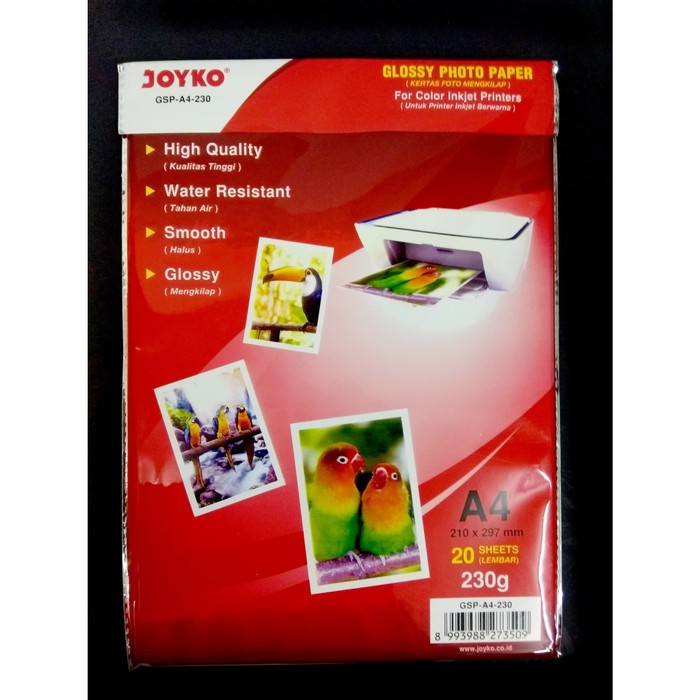 

Joyko Glossy Photo Paper GSP-A4-230 Ukuran A4 Gsm Kertas Print Foto Mengkilap 20 Lembar Glosi
