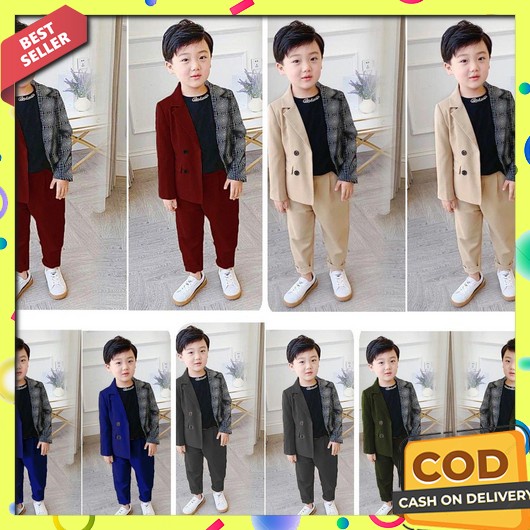 Baju Setelan Anak Laki Laki Cowok Pesta Jas Lucu Dasi Kupu Keren Umur  Set Blazer Kenken Kids 3In1