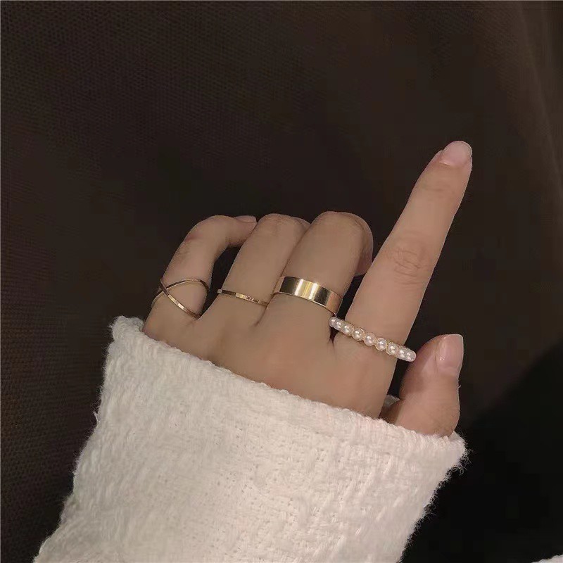 Set Cincin Anting Jari Telunjuk Minimalis Gaya Korea Untuk Wanita