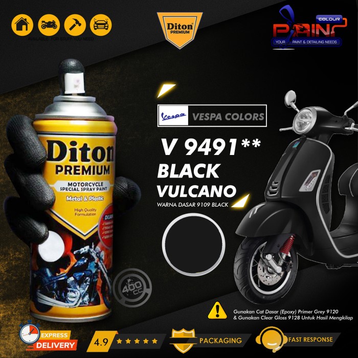 Cat Semprot DITON PREMIUM Vespa - V.Pastel 9491** Black Vulcano