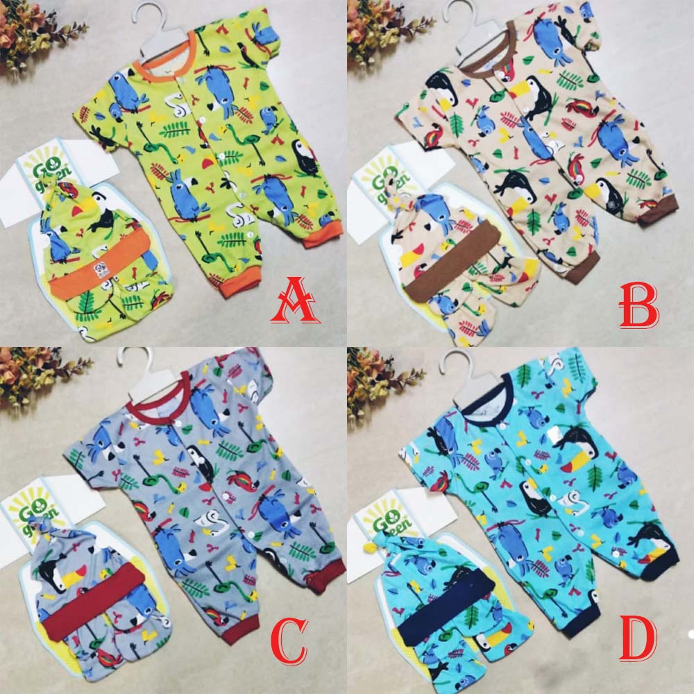 Baju Bayi Laki Laki Jumpsuit jumper Set Sarung Tangan Kaos kaki Jungle