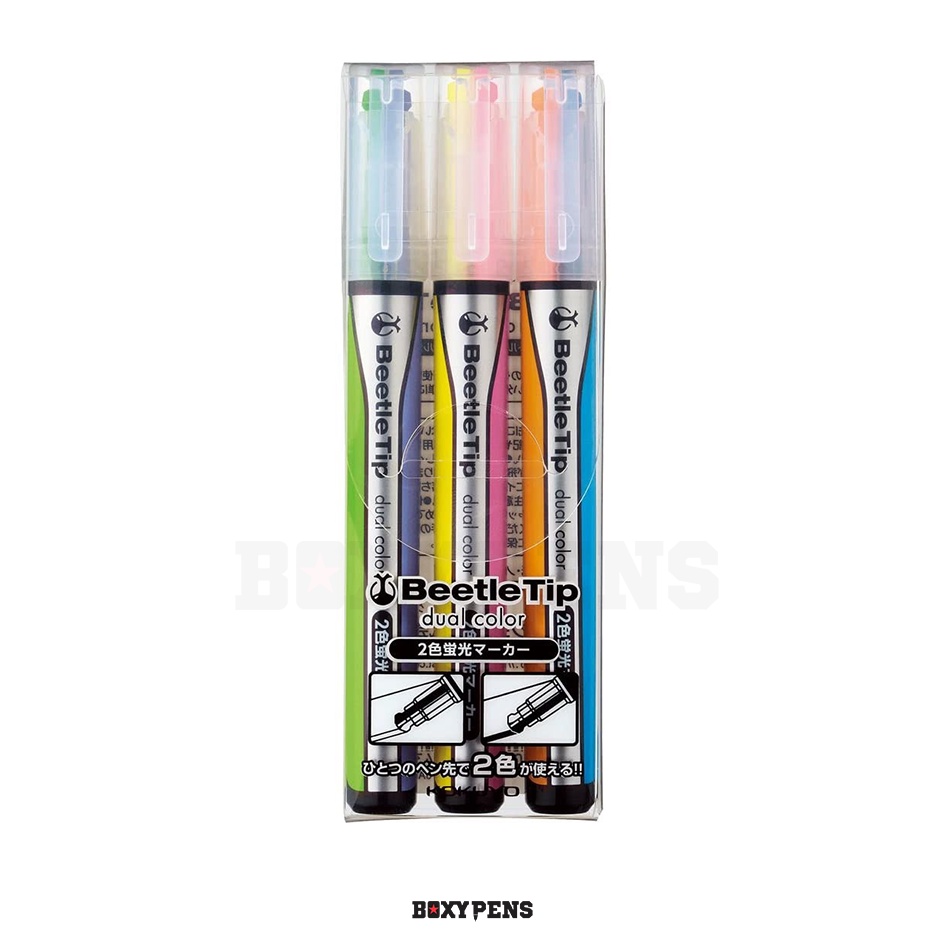 

Kokuyo Beetle Tip Dual Color Highlighter - 3 Color Set