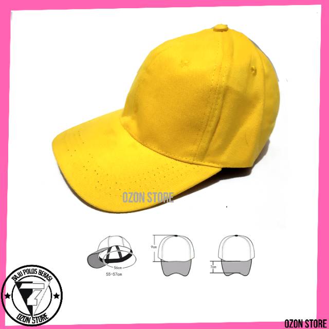 Topi Baseball Distro Caps Polos Pengait Besi Bahan Rapel Premium - Kuning