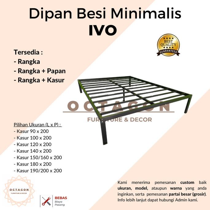Ranjang Dipan Besi Tempat Tidur Minimalis IVO - Ranjang saja, 90 x 200