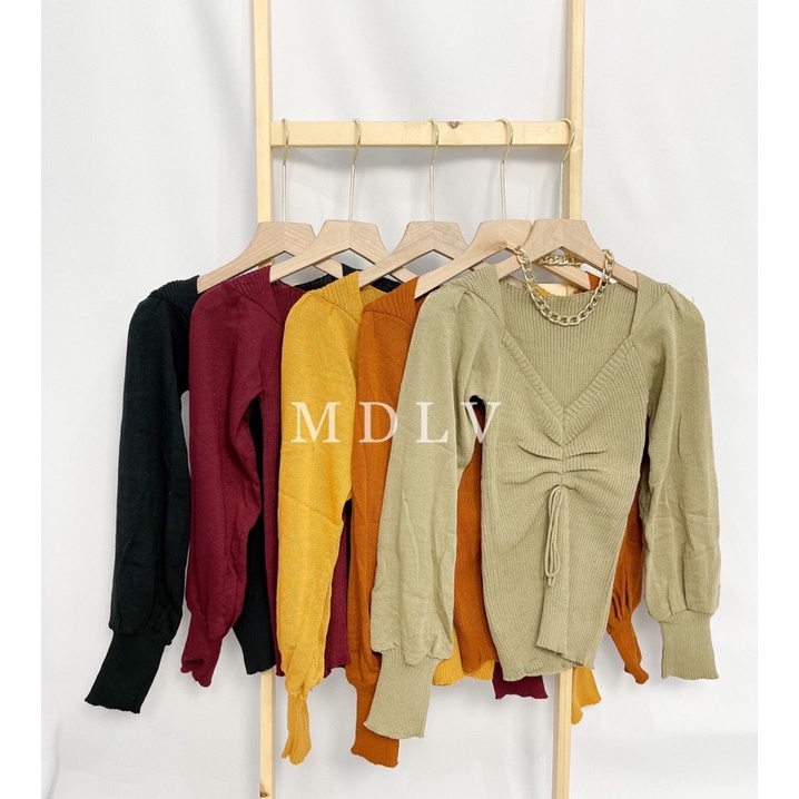 MDLV ~ BAJU RAJUT TOP ELLIE TALI // ATASAN LENGAN PANJANG RAJUT // FASHION WANITA