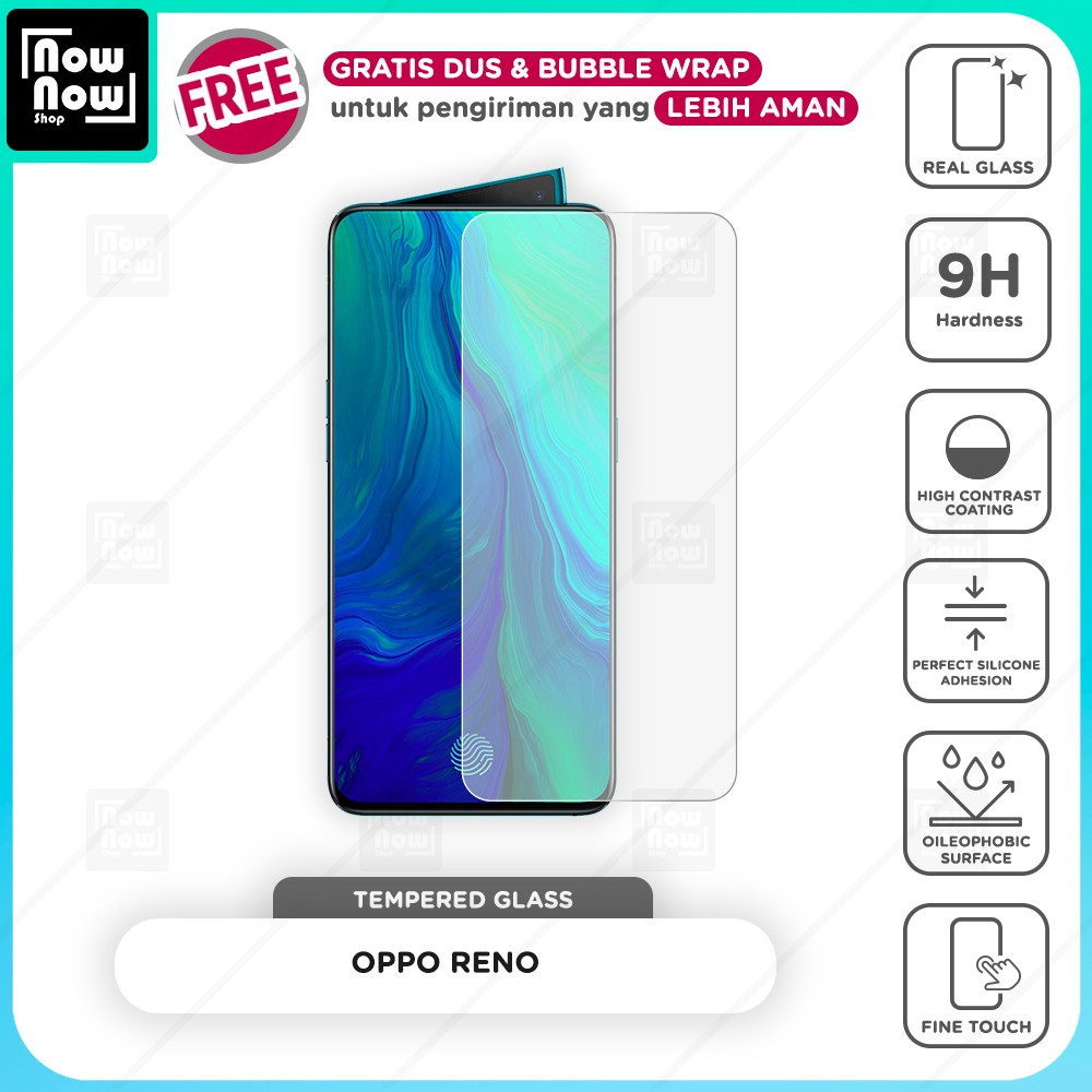 Tempered Glass Anti Gores Oppo Reno Screen Guard Protector 9H Kaca Temperglass