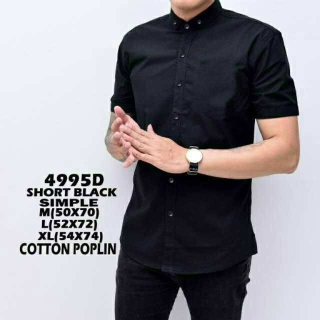 hem pria / hem pria pendek HITAM POLOS Kemeja Pria LENGAN PENDEK