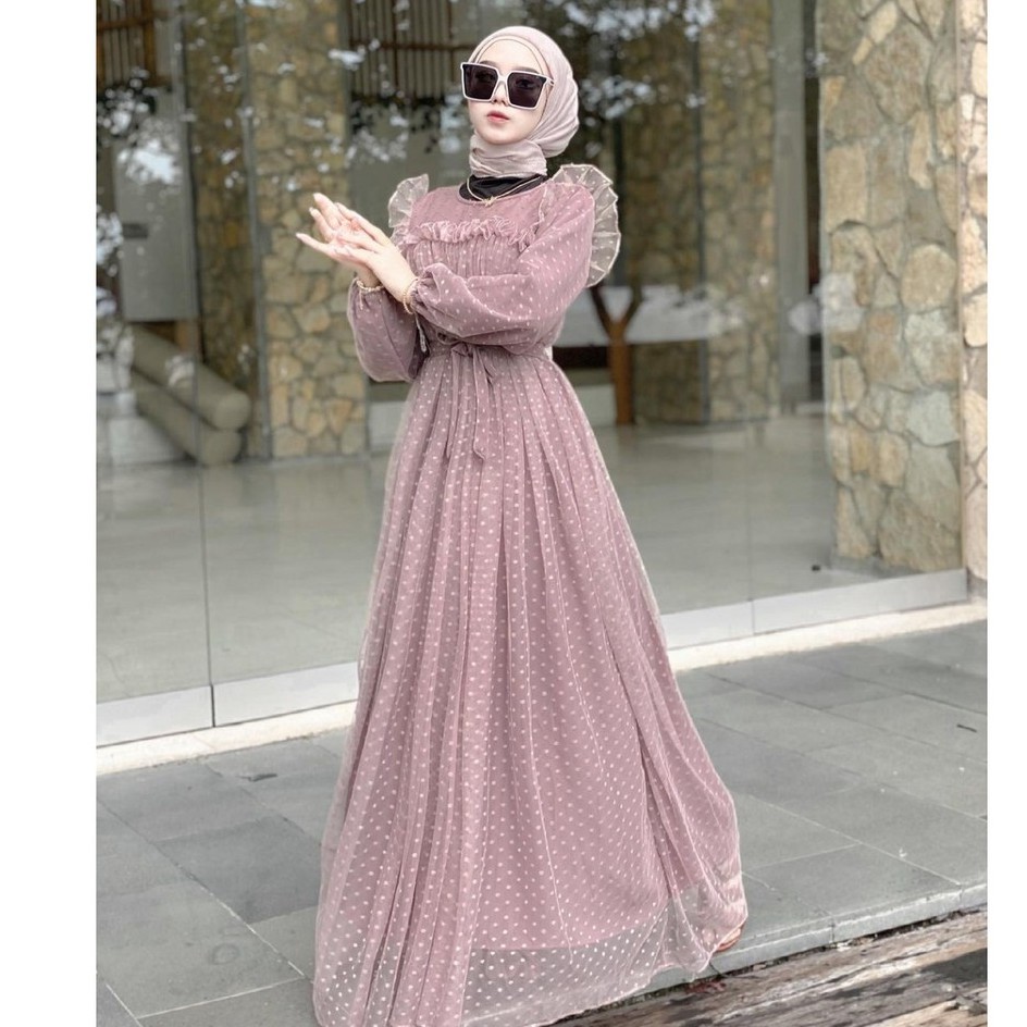 R.A - MARBELA DRESS MAXI DOTY Fashion Muslim Puring Doty Import Premium Fashion Muslim Kondangan TERLARIS