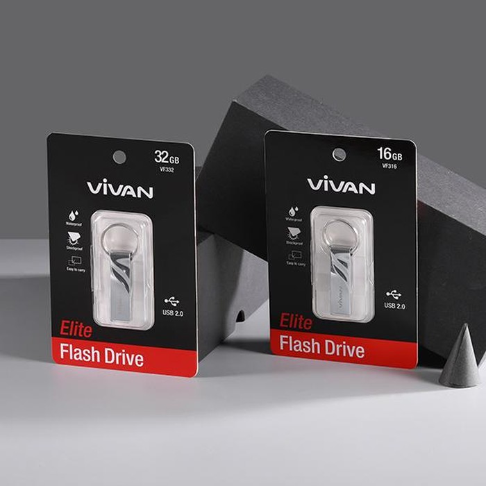 FLASHDISK USB  VIVAN VF332 32GB With Ring Design SILVER FULL METAL BODY ORIGINAL garansi resmi 1 th