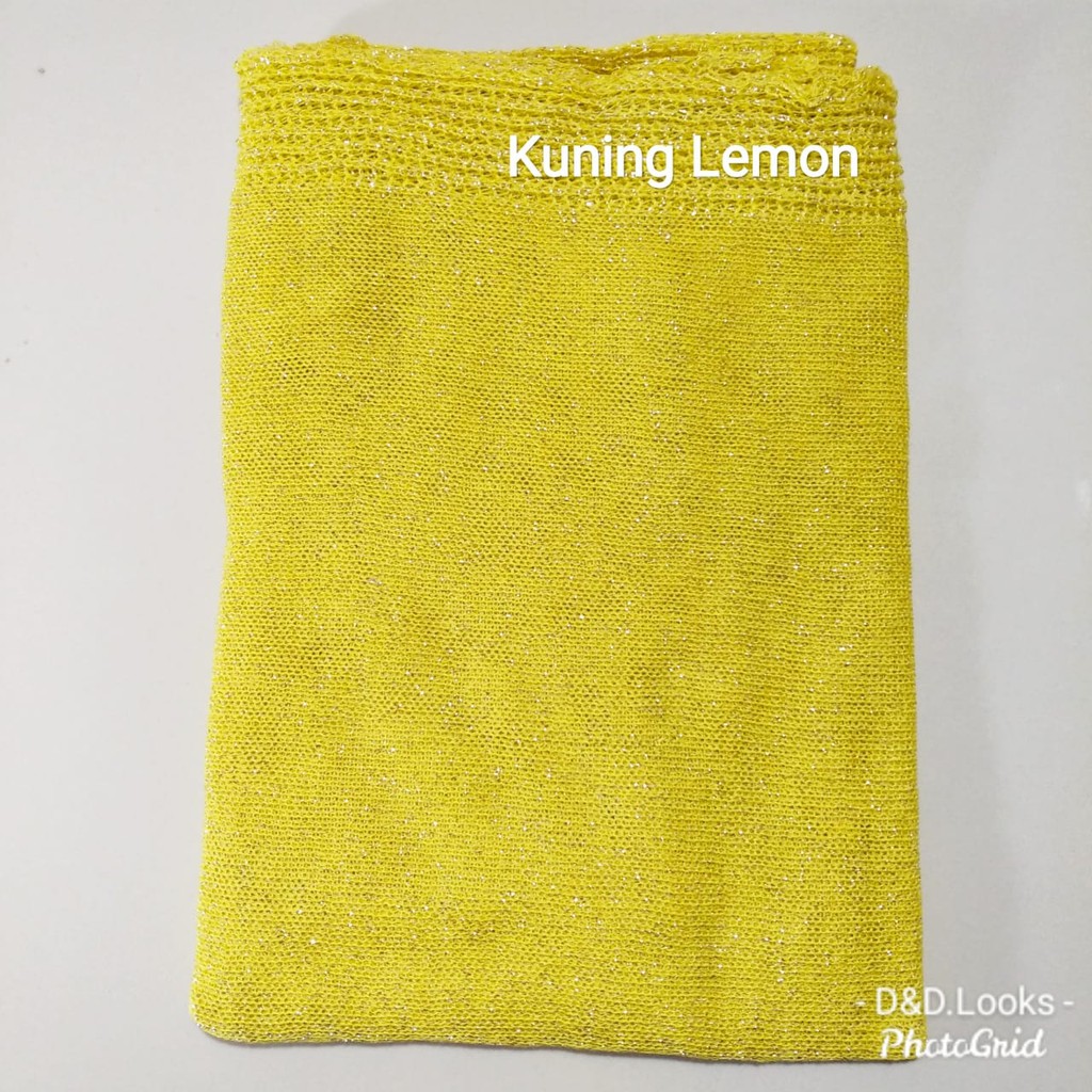 PASHMINA RAJUT GLITTER / TILE PESTA / PASHMINA RAJUT / PASHMINA / HIJAB RIAS PENGANTIN-KUNING LEMON