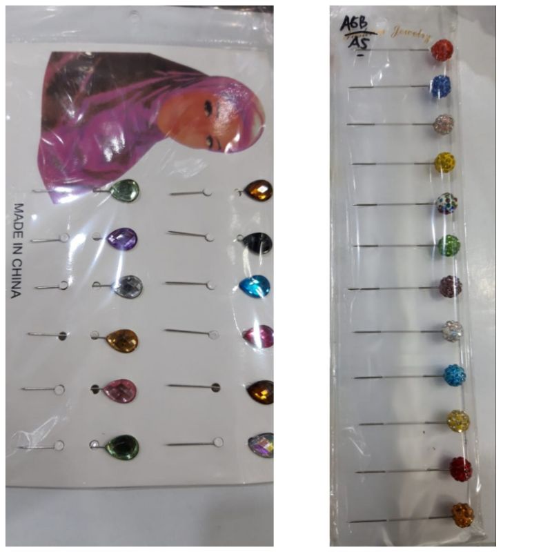 Bros Jarum Tuspin Hijab Bola / Permata 12buah Kulakan Grosir