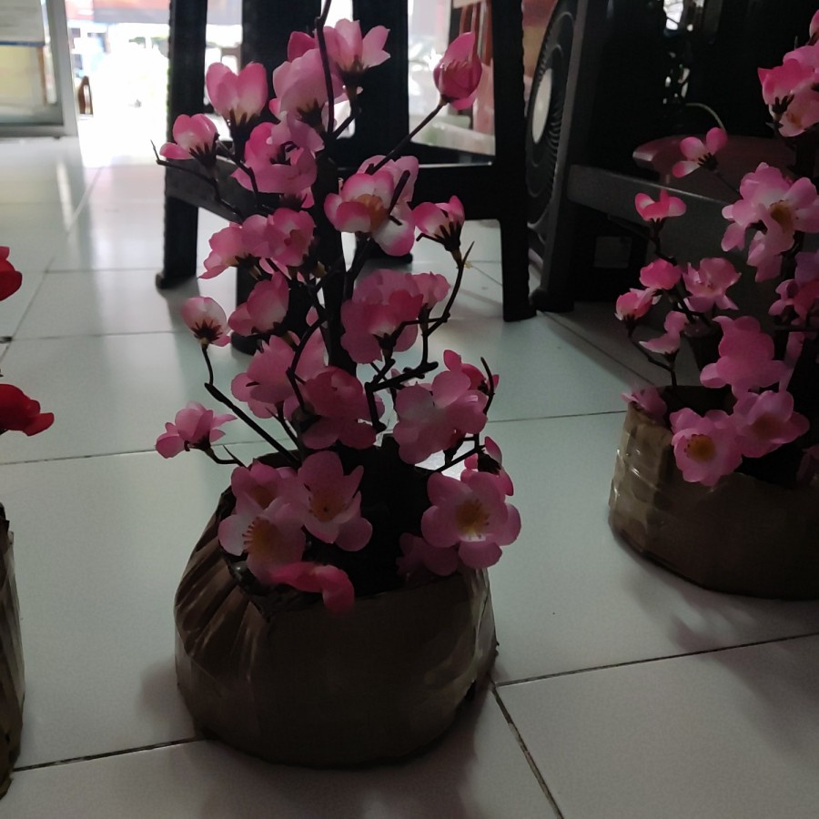 bunga mei hwa mei hua artificial sakura imlek hiasan meja