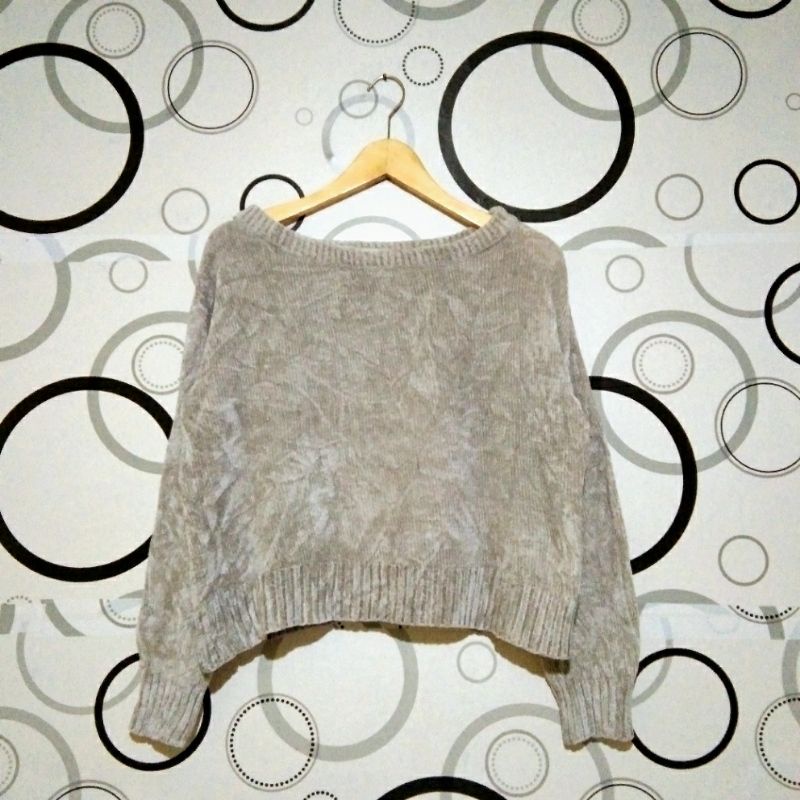 Cardigan&sweater/ sweater lengan balon,rajut jaring, fuzzy, vest thrift-13