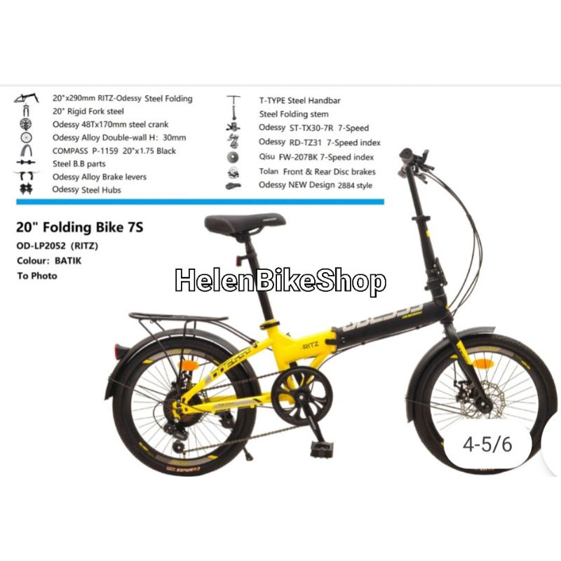 Sepeda Lipat  16 20 inch Odessy Ritz Tidak Boncengan/Boncengan(Instant Kurir)