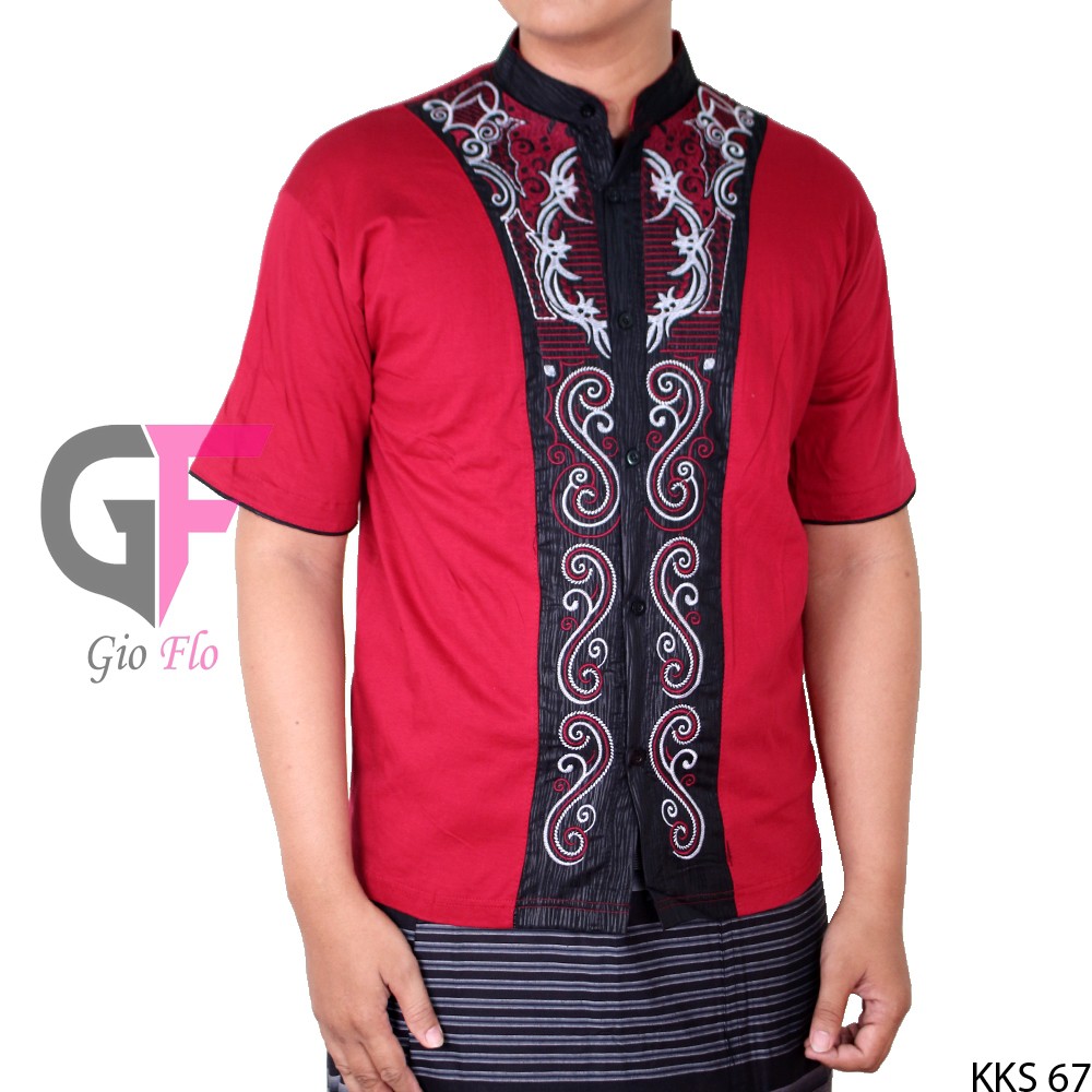 GIOFLO Koko Kombinasi Bordir Lengan Pendek Red / KKS 67