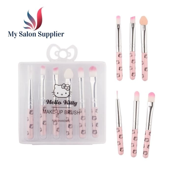 Kuas Hello Kitty Make Up Brush Set isi 6 Pendek