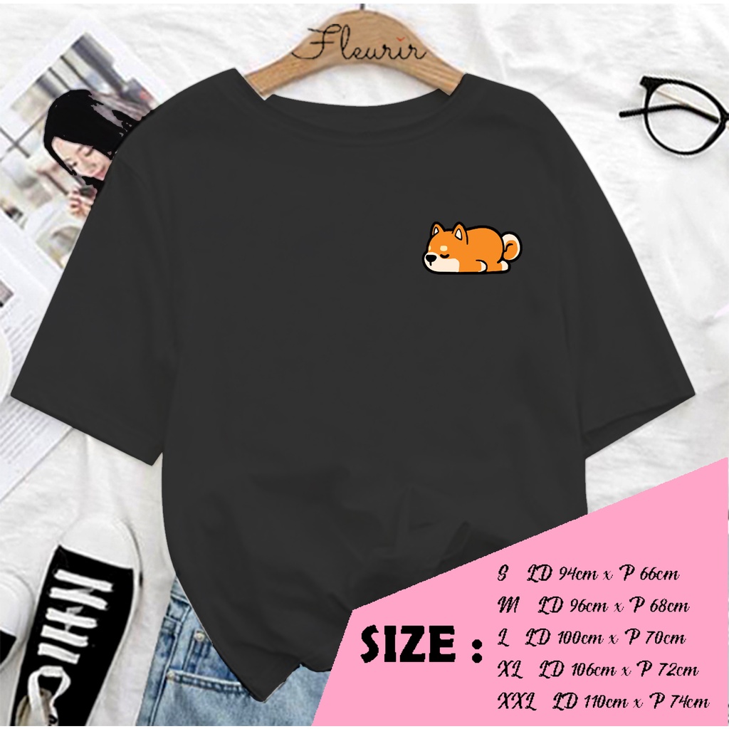 FLEURIR - COD KAOS WANITA SHIBA INU MAGER PRIA REMAJA DEWASA UNISEX TSHIRT JUMBO