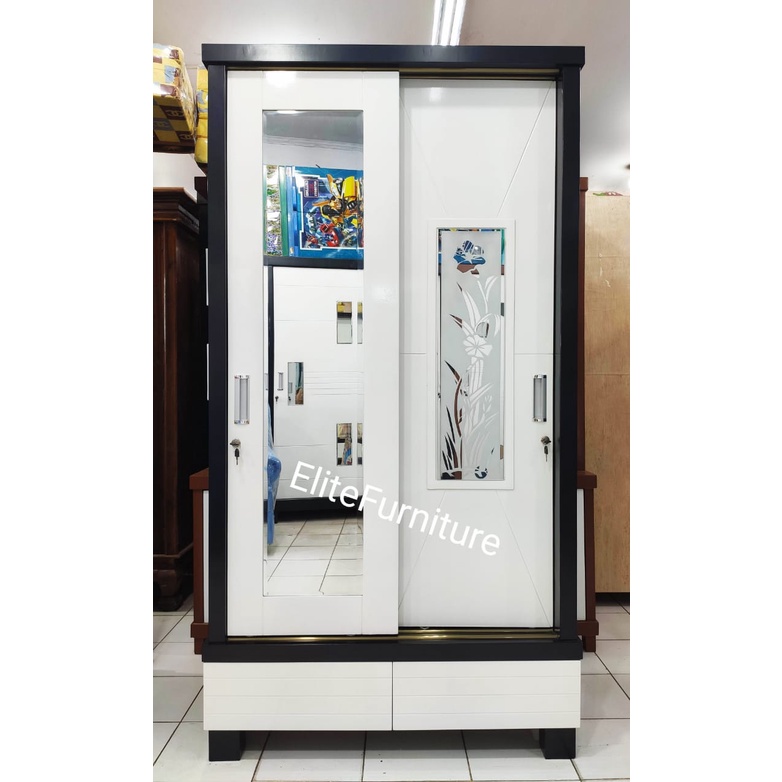 Lemari pakaian sliding 2pintu / Lemari Pakaian Minimalis , Lemari Baju 2Pintu KAYU Lemari Baju 2Pint