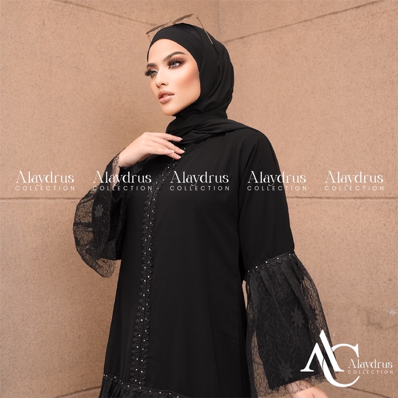 Abaya Dress Maxi Arab Saudi Kombinasi Brukat Maimun