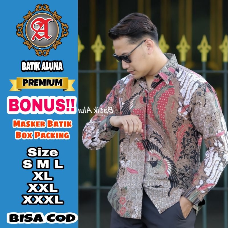 Baju Batik Pria Premium Lengan Panjang Full Furing Batik Solo Pekalongan Reguler Batik Aluna Baju Ke