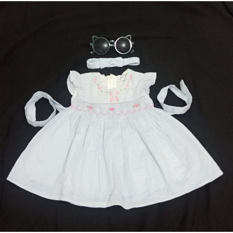 dress smocked baby blue