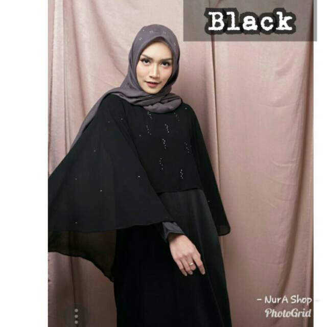 Kemilau Hujan BLACK M Dress by Vanilla Hijab - Gamis Baju Pesta Muslim