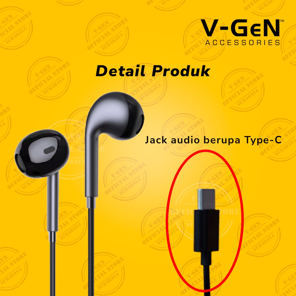 Earphone V-GeN VEP1-27 Wired Earphone Type C Deep Bass Stereo