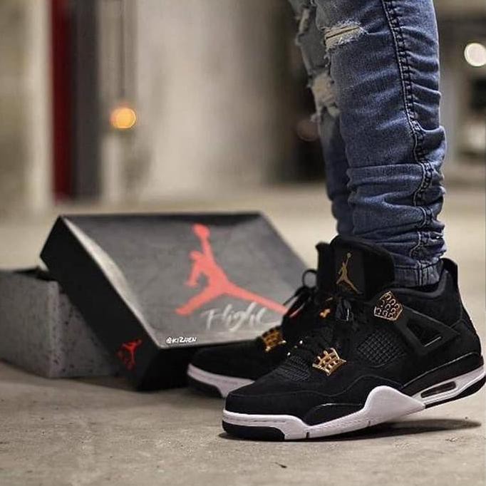 nike air jordan 4 retro royalty black gold