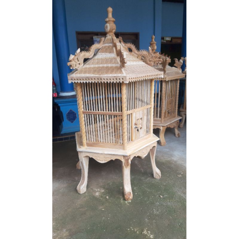 sangkar bekisar kayu jati ukir naga