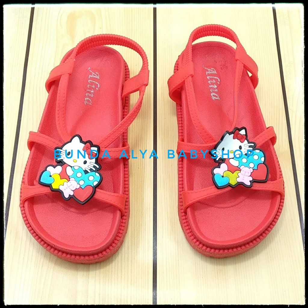 Sandal Anak Perempuan Jelly Usia 4 5 6 7 Tahun MERAH - Sandal Anak Cewek Heels Tali Size 28 - 35 Karet Anti Licin