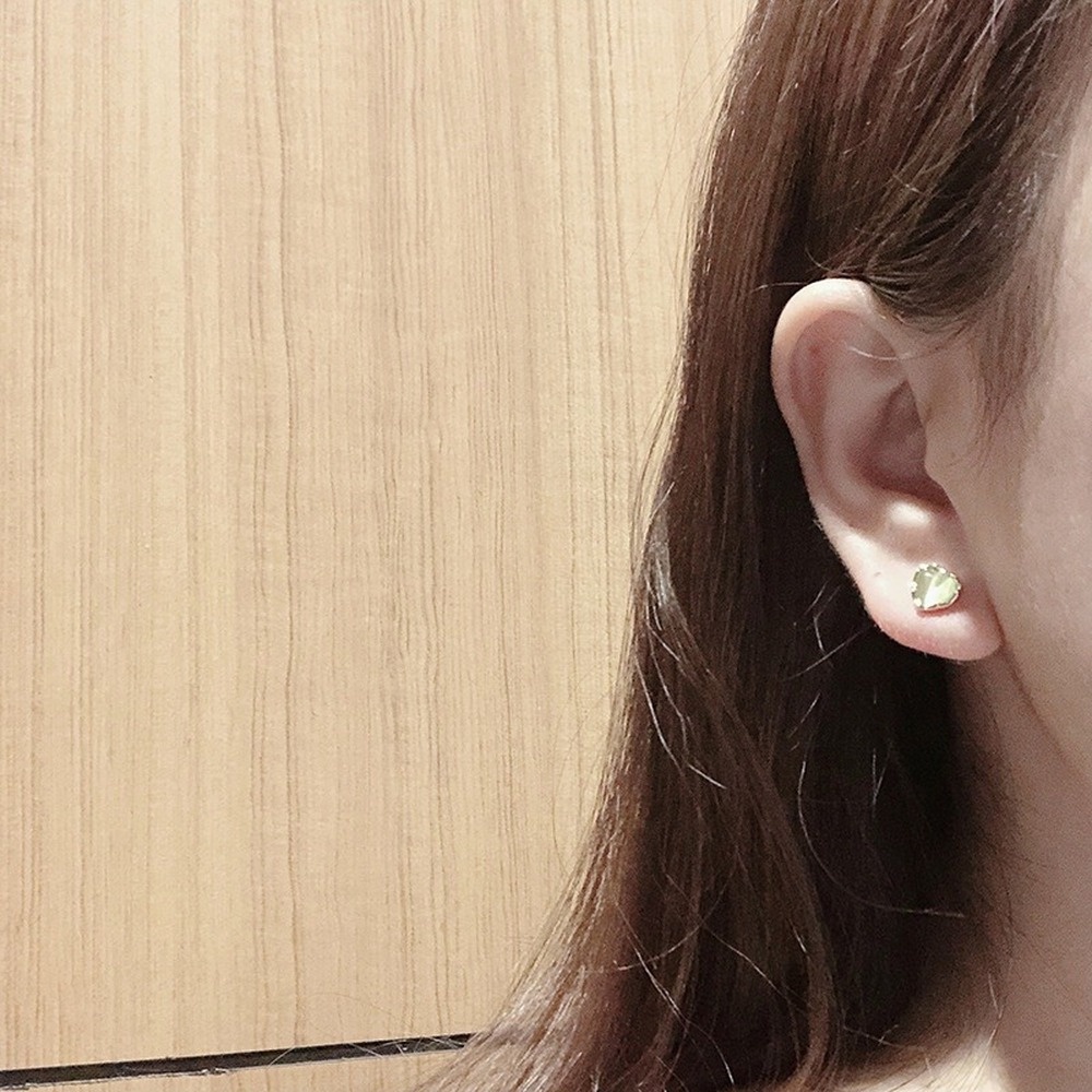 Korean S925 Silver Needle Dangler Ear Stud Heart-shaped Cat's Eye Earrings Fashion Simple Compact Geometric