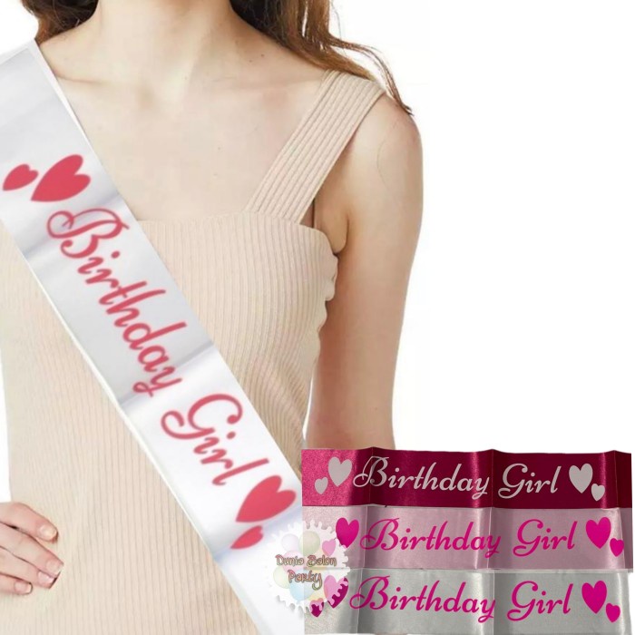 Sash Selempang Happy Birthday / Birthday Girl Font Sambung Sablon