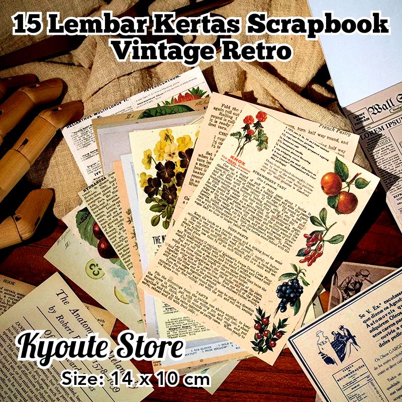 

15 Lembar Kertas Dekorasi Scrapbook Retro Vintage Plants Flowers Europe Jadul Journal DIY Bujo Paper Decoration
