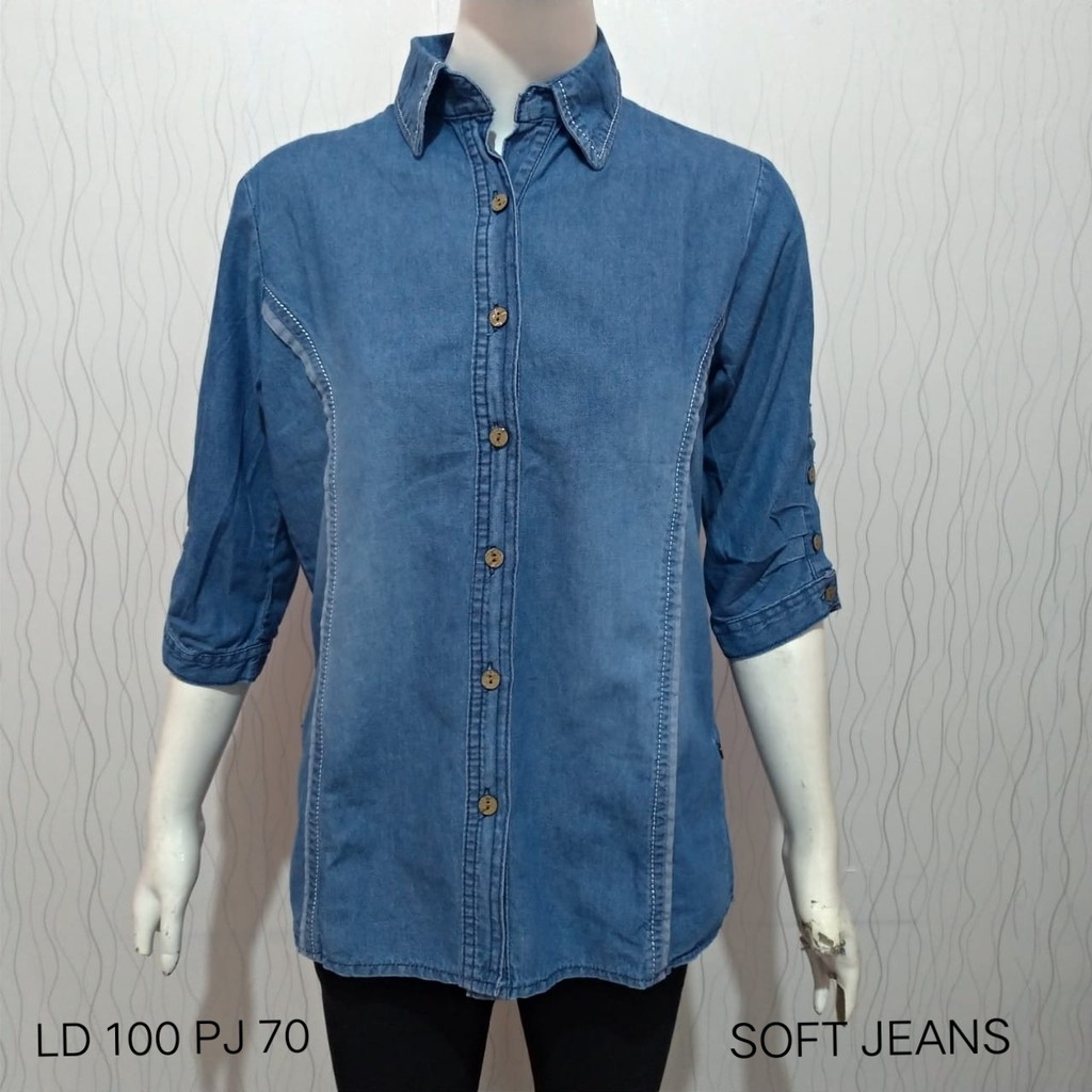 KEMEJA BLUE JEANS WANITA STANDARD SIZE PREMIUM / SHIRT DENIM WOMAN