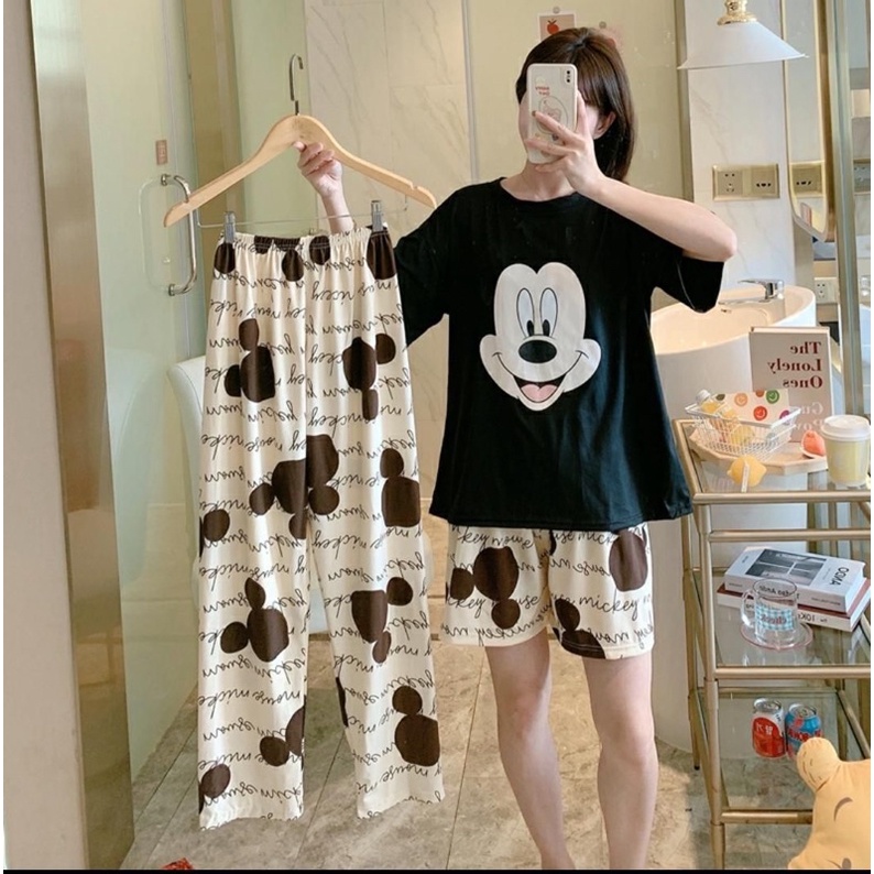 baju tidur wanita / pajamas hello kitty mickey / sleepwear import / piyama bobo
