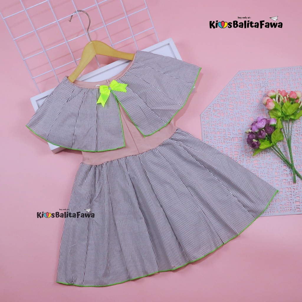 Dress Yolla size 3-4 Tahun / Dres Cape Anak Perempuan Murah Katun Adem Gaun Pesta Baju Kensi Cewek