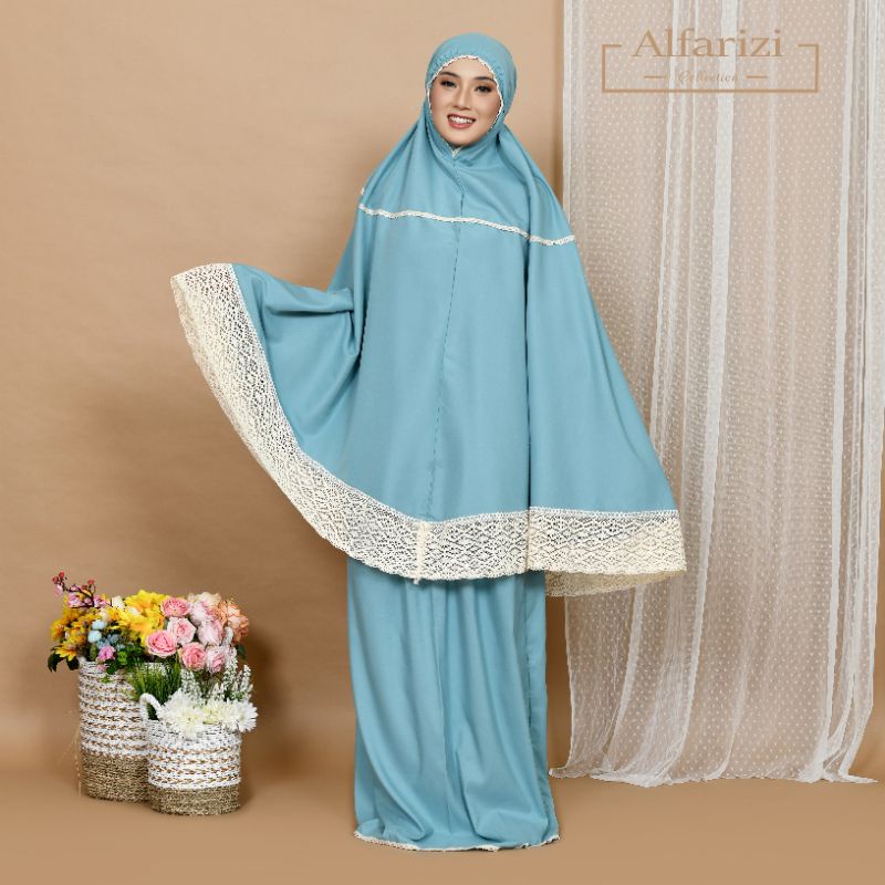 Mukena dewasa katun polos jumbo treveling rajut 12cm allfarizi series